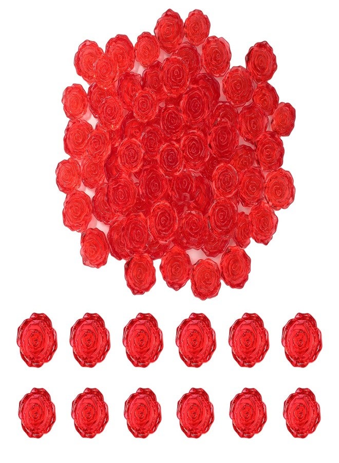FXMHEHBB Acrylic Red Rose Valentine Decorations, 75pcs Mini Rose Valentine's Day Vase Filler Ornaments for Table Decor Wedding DIY Craft - Image 1